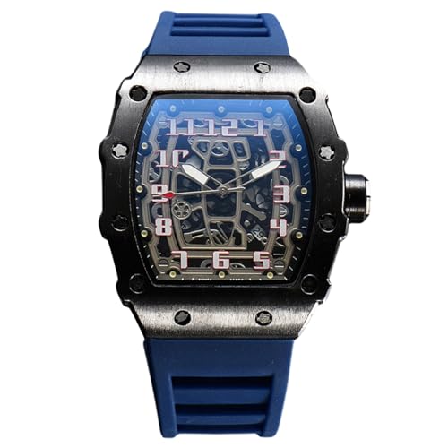 rorios Herren Quarz Uhr Mode Tonneau Armbanduhren Leuchtend Analog Uhr Freizeit Sport Herrenuhren für Männer mit Datum Kalender Schwarz Blau A