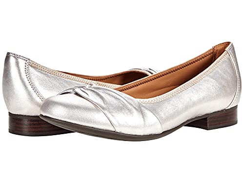 Clarks Un Blush Wish Platinum Metallic Leather 6 B (M)