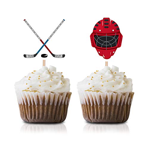 Hockey Cupcake Topper Picks, 24-Pack hockey sports Baby Shower Birthday Party Supply Decorations