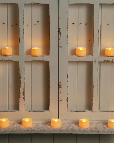 Homemory 24-Pack Flameless LED Tea Lights Candles Battery Operated, 200+Hour Fake Electric Candles TeaLights for Votive, Aniversary, Wedding Centerpiece Table Decor, Funeral, Halloween, Christmas