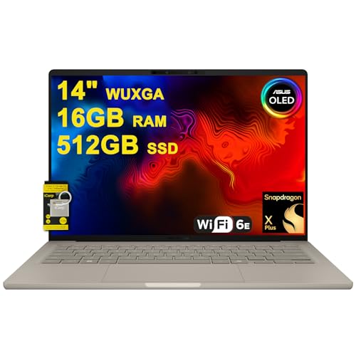 Image of ASUS Zenbook A14 Laptop 14 inch WUXGA OLED (100% DCI-P3, 600nits HDR) Qualcomm 8-core Snapdragon X Plus (Up to 45 Tops) 16GB RAM 512GB SSD for Creator Business Professional Win11 ICP Hub