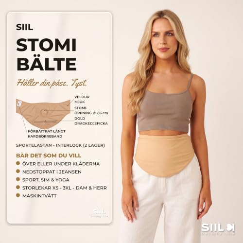 Image of SIIL Ostomy Belt Beige abdomen Colostomy, Ileostomy, Urostomy | Ostomy Bag Cover Swimming & Sports | Stoma Support Belt