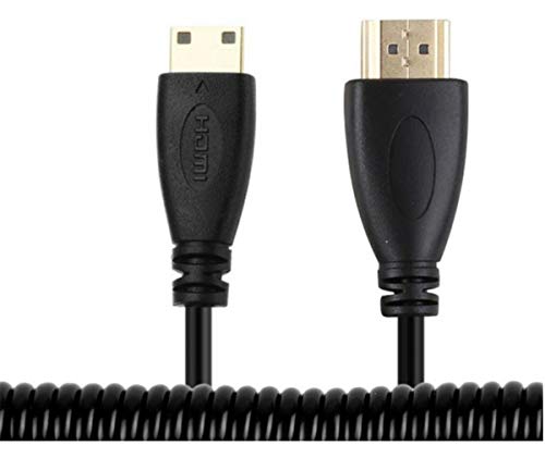 Cable mini HDMI en espiral System-S de 50-80 cm para monitor de cámara y vídeo