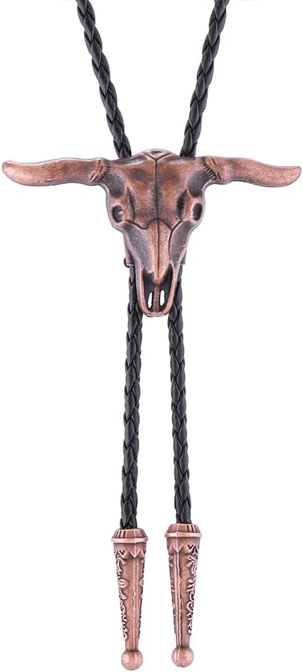 JOYMIAOBolo Tie Necklace Western Cowboy Leather Chain Long Pendant Necklace