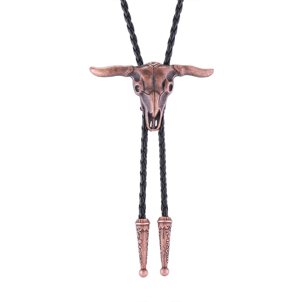 JOYMIAOBolo Tie Necklace Western Cowboy Leather Chain Long Pendant Necklace