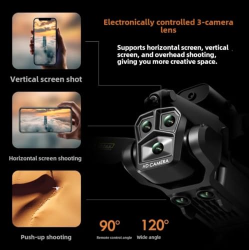 Image of 4K Ultra HD Triple Camera Drone - 4-Way Obstacle Avoidance, Foldable Quadcopter Drone roller