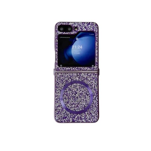 Coque Galaxy Z Flip6 magnétique antichoc en silicone TPU souple violet pailleté
