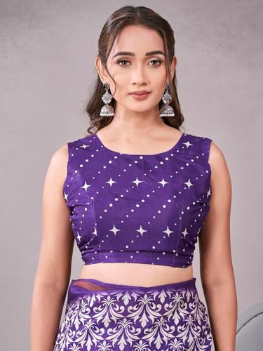 Image of Satrani Women's Silk Printed Saree with Unstitched Blouse Piece