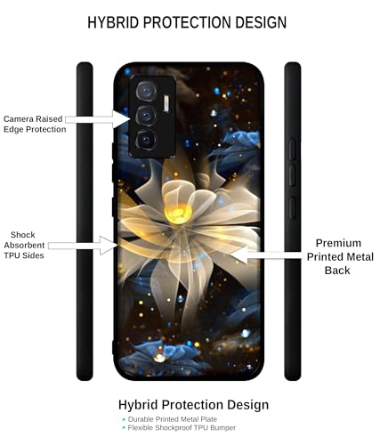 Image of Art Flower Design Premium 2D Printed Metal Back Case Cover for Vivo V23E 5G / Y75 4G, Multicolor