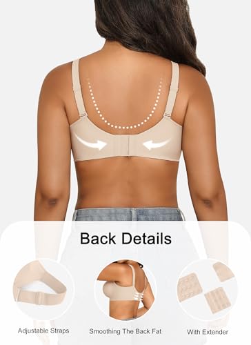 Image of Xcutting Bra for Women Wireless No Underwire Seamless Full Coverage Deep V Bralettes Everyday Comfortable Soft