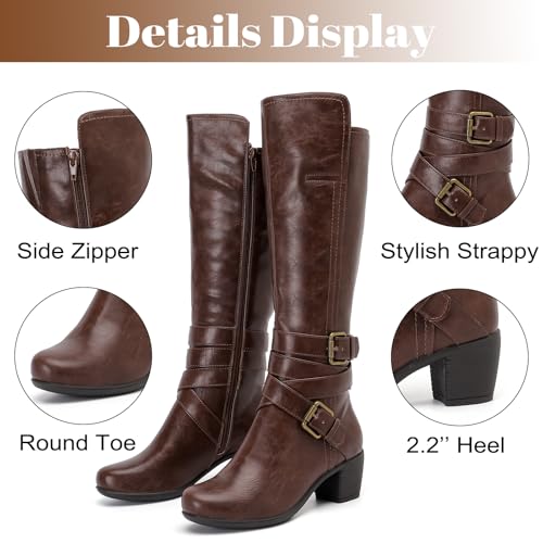 Women's Knee High Boots with Chunky Heel, Pointed Toe, Comfortable and Fashionable for Fall and Winter Wear for Women.3