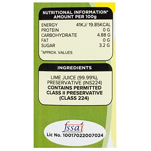Image of Urban Platter Lime Juice Concentrate in Glass Bottle, 190ml [Equivalent of 25 Green Limes!]