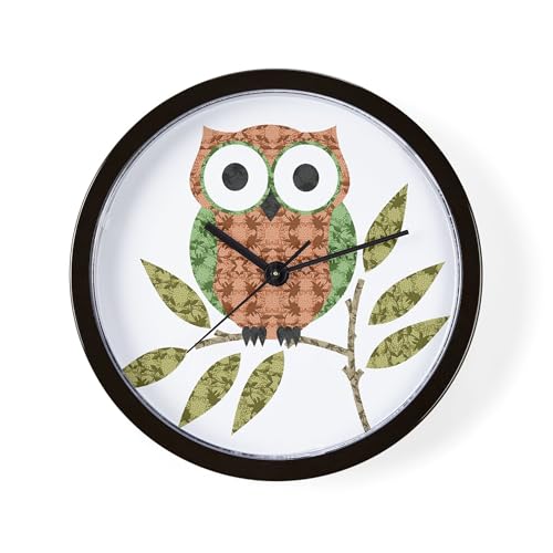 CafePress Cute Hoot Owl 10" Wall Clock for Livingroom, Kitchen, or Office