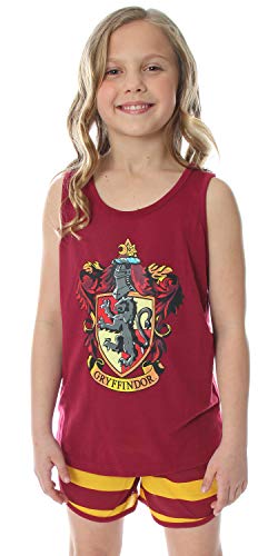 Harry Potter Big Girls' Hogwarts House Crest Racerback Tank and Shorts Pajama Lounge Set
