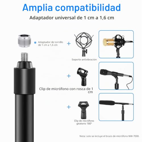 Miniatura 2 de Neewer Nw-7000 Brazo De Micrófono De Mano, Extensible De 3 Secciones Con Adaptador De Tornillo De 3 8 3 8 A 5 8 , Longitud Ajustable De 3 Pies A 8 Pies, Auxiliar