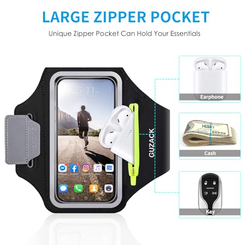 GUZACK Running Armband for iPhone 16/17/18 Pro Max, Galaxy S26 S25, with Card Slot & Key Pockets, Running Phone Holder, Fit Up to 6.9 Inches Phone - Size L (Bigger Arm 14-17 in) - image 2