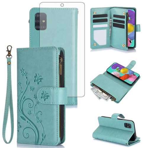 Coque portefeuille Samsung A51 4G antichoc zippée anti-rayures avec verre
