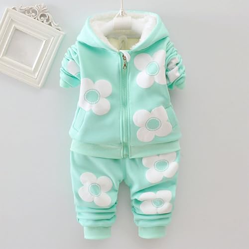 Girls 2 Piece Oufits Cute Flower Sherpa Lined Zip Up Coat and Jogger Sweatpants Fall Winter Clothes for 2-7 Years4