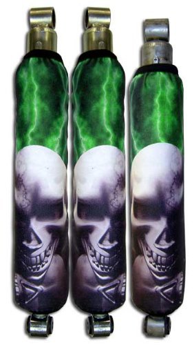 VPS Shock Cover Compatible With Yamaha Raptor 660 700 Green Skull Pile Shock Covers