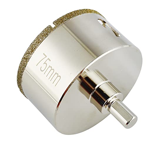 3 Inch Diamond Hole Saw with Pilot Bit, 3" Diamond Tipped Tile Hole Saw with Guiding Drill Bit in The Center for Porcelain Tile, Ceramics, Marble and Granite