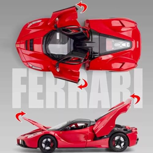Image of 1:22 La Ferrari RAFA Toy Car Model for Kids Pull Back Diecast Car with Sound Light & Openable Doors Zinc Alloy Metal Sports Vehicle Boys Girls Gift (RED)