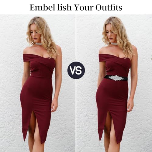 CoFashion Women's Belts Rhinestone Belt for Dresses Rhinestone Bridal Belt for Wedding4