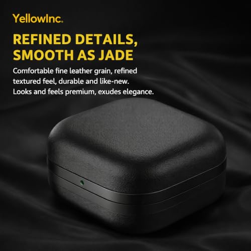 Image of YellowInc Suede Leather Texture Case Cover for Samsung Galaxy Buds 4 and 4 Pro with Heavy Duty Carabiner (Black, Leather Suede)