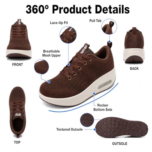 Image of Womens Platform Wide Walking Shoes Breathable Sneakers with Air Cushion Sole for Women, Lace-Up Width Shoe for Travel
