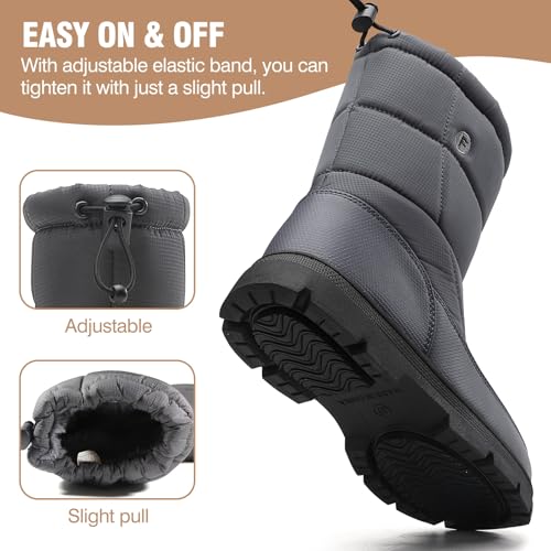 BARFULKER Winterstiefel Herren Damen Wasserdicht Winterschuhe Warm Gefüttert Schneestiefel Leicht Wanderschuhe Trekkingschuhe Rutschfest Stiefel,Grau 43 EU