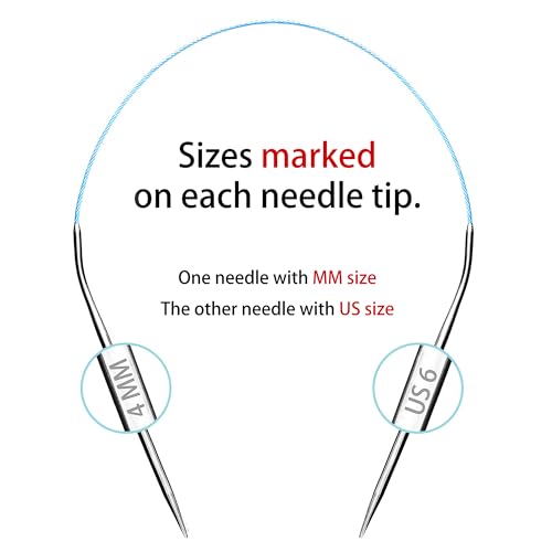 Image of cuteDIY Size 6 Circular Knitting Needles 16 Inch, US 6 / 4mm, Metal | Smooth Join and Flexible Cable Help Yarn Glide with Less Snagging for Hats, Sleeves and Small Projects