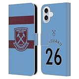 Head Case Designs Officially Licensed West Ham United FC Arthur Masuaku 2020/21 Players Away Kit Leather Wallet Case Compatible with Apple iPhone 16 Plus