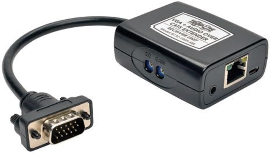 Tripp Lite 4-Port VGA with Audio Over Cat5/Cat6 Extender/Splitter, Box-Style Transmitter with EDID, 1920x1440 at 60Hz, Up to 1000-ft. (B132-004A-2) Black