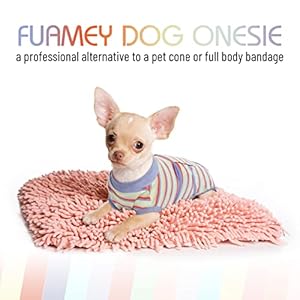 Fuamey recovery suit for dogs after surgerysoft breathable dog bodysuit e collar  cone alternative surgical suitmale female dog neuter spay suits anti licking wounds onesie purple stripes xs   cucciolini doodles
