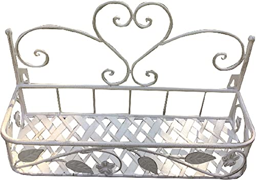 Vigor Portafiori Ferro Battuto Bianco Fioriera 1 Piano da Parete o Appoggio