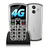 artfone A400 Argent   4G Téléphone Senior Portable Débloqué avec Grandes Touches丨Volume très fort丨Bouton SOS丨une caméra de 2MP丨1800mAh Batterie丨Lampe Torche et Station de Charge丨écran de 2.4