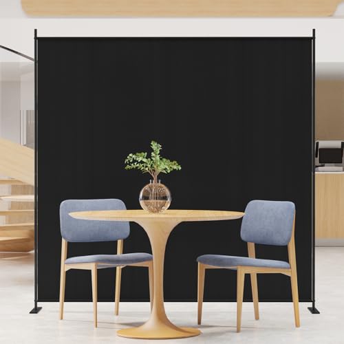 Image of C-Hopetree 1 Panel Room Divider, 6 Ft Tall Indoor Folding Privacy Screen, Portable Partition Separator, Freestanding Separation Temporary Wall for Office, Bedroom, 71 inch W X 71 inch H, Black