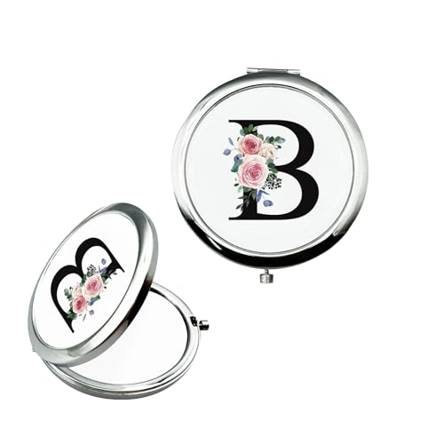 JEKUGOT Monogram Compact Mirror, Personalized Gifts for Women and Girls, Small Pocket Mirror, Personalized Compact Mirrors for Girls, Sister, Wife, Mothers, Birthday Gifts - B