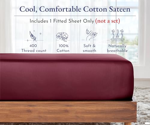 image for California Design Den Queen Fitted Sheet Only Cotton, Deep Pocket Soft