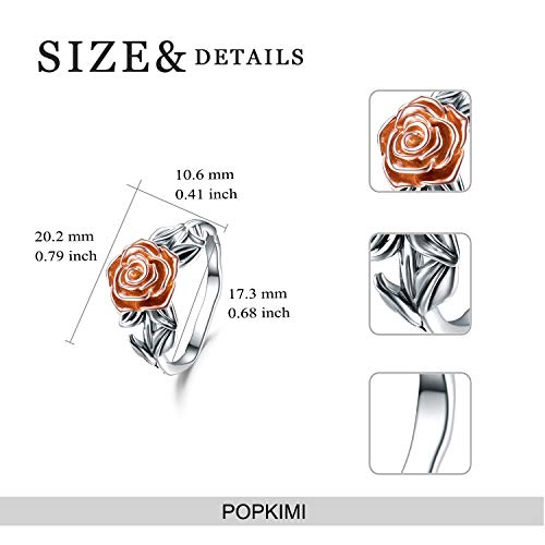 POPKIMI Rose Flower Rings 925 Sterling Silver Promise Ring for Women Friend Birthday3