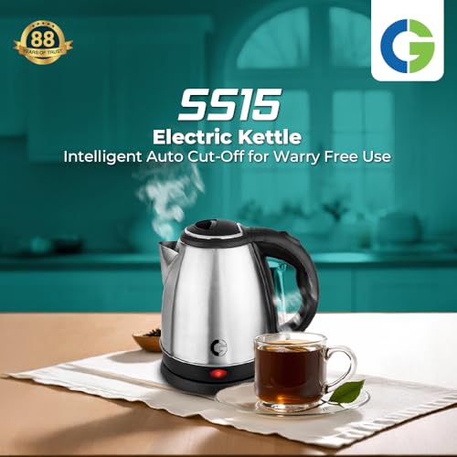 Image of CG - EKSS15 SS 1.5 Ltr Electric Kettle 1350W with Dry Boil Protection, Auto Cut Off, Cool Touch Ergonomic Handle, Double Wall Insulation 2 Yr Replacement Manufacturer Warranty - Black