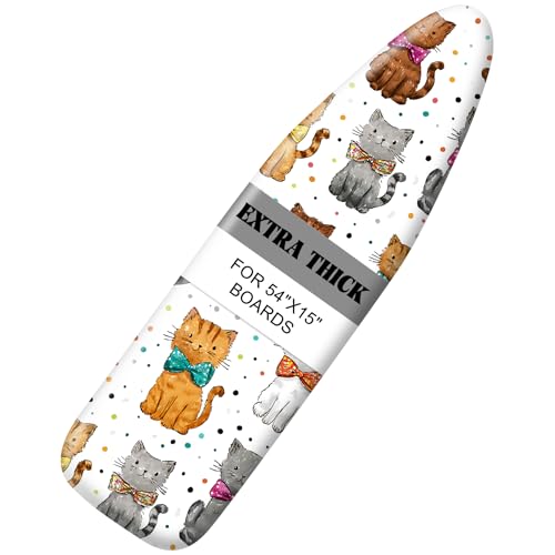 Image of Quick Install Ironing Board Cover 15 inch x 54 inch Ironing Board Cover with Nose Strap Pocket and Elastic Sides Anti-Slip and Heat-Resistant Stylish Home Ironing Board