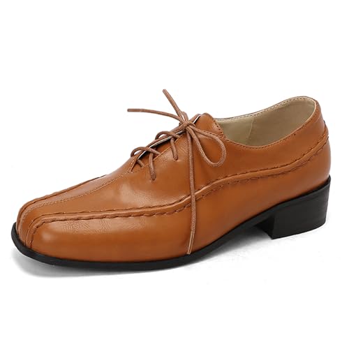 Gicoiz Lace Up Oxford Women Office Work Derby Square Toe