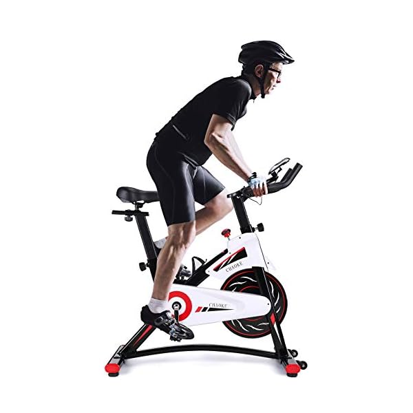 Exercise Bike Stationary, CHAOKE Indoor Cycling Bike with Heavy Flywheel, Comfortable Seat Cushion, Silent Belt Drive, LCD Monitor for Home Gym Cardio Workout Training