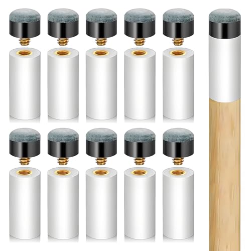 uadbau Pool Cue Tips Replacement Kit - Screw On Pool Stick Tips Billiard White Ferrules No Need Glue or Clamp for Snooker and Pool Cues 12mm/13mm 5pcs Each (Blue)