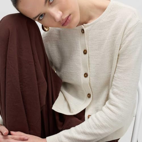 Image of Marks & Spencer Cotton Rich Button Through Cropped Cardigan