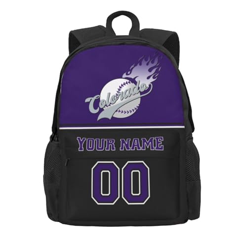 Colorado Backpack,Custom Baseball Sports Backpack With Name And Number,Personalized High Capacity Casual Laptop Bag Travel Bag Gifts For Fans Men Women