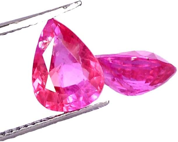 Miniatura 5 de Par de 2,72 CTS de corte de pera de rubí natural certificado de 0.315 x 0.236in, gemas sueltas calibradas de la mejor calidad, 8x6, Gema, rubí