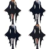 disfraz de murcielago hecho en casa 15 Disfraz de Halloween para Mujer Costumes Disfraz Murciélago Vestido Sexy Vendaje con Manga Murciélago y Color Sólido Juego de Roles Traje de Vampiro Ropa de Fiesta Divertido