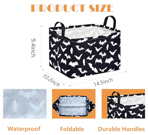 Image of MAIZMZ Halloween Storage Basket Pumpkin Ghost Gift Basket for Kids Foldable Toy Box Waterproof Organizer Bin Laundry Nursery Hamper for Home Office Dorm Closet Shelf