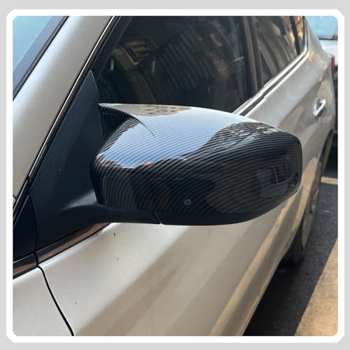 Image of Side Mirror Cover,for Nissan sentra 2013-2019, Carbon Fiber Side Rear Mirror Covers Body Kit Accessories for Cars(Without Turn Signal Cutout)